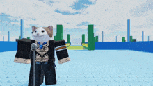 a cat wearing a black and white shirt and tie