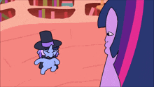 a cartoon of twilight sparkle talking to a pony