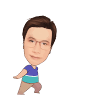 a cartoon drawing of a man wearing glasses running