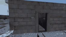 a screenshot of a video game shows a sniper aiming at a pipe in the snow