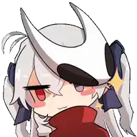 a cartoon drawing of a girl with horns and a red scarf