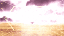 a cartoon character is flying through the air with a sword .