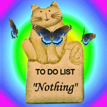 a cat is sitting on a piece of paper that says " to do list nothing "