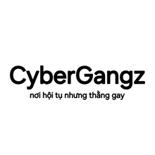 a black and white logo for cybergangz on a white background .