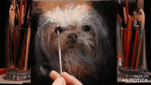 a painting of a dog is being made in animotica