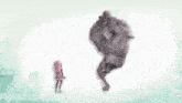 a drawing of a girl and a hippopotamus dancing