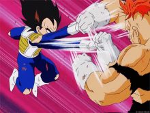 a cartoon of a man fighting another man with a pink background