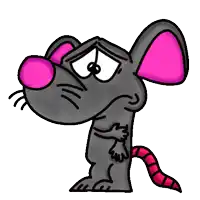 a cartoon mouse with a pink nose and ears