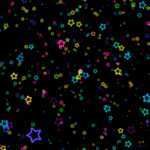 a seamless pattern of colorful stars on a black background with the letters lmx on the bottom