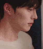 a close up of a man 's face with the word ann on the bottom left