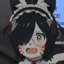 a cartoon character with glasses and a headband with ears