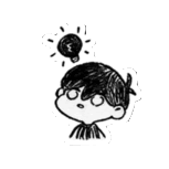 a drawing of a boy with a light bulb above his head .