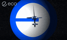 a blue and white circle with the word eco on the top