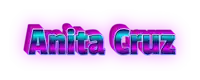 anita cruz is written in purple and blue letters on a white background