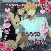 a picture of a man and a woman with the words " good night " on it