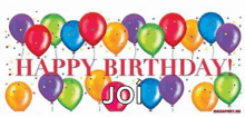 colorful balloons with the words happy birthday joi