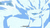 a cartoon character says amaru in a blue background