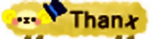 a yellow sign that says thank x with a sheep on it