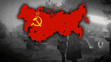 a map of the soviet union with the hammer and sickle on it