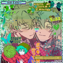 a picture of two anime characters with the words true love written on the bottom