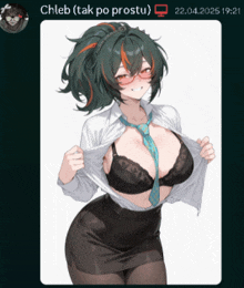 a picture of a woman in a bra and tie with the date 22.04.2025 19:21