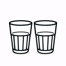 a cartoon drawing of a bottle pouring liquid into two shot glasses