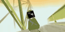 a cartoon of a girl with a picture of a skull in front of her face