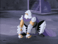a cartoon character is wearing a mask and holding a pair of blades