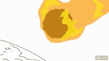 a cartoon drawing of a comet with sunglasses on flying over the earth