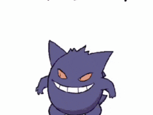 a cartoon character with purple eyes reaches out towards the camera