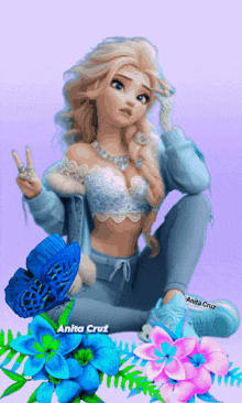 a picture of a girl with flowers and the name anita cruz