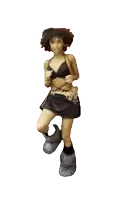 a woman wearing a black top and skirt is dancing