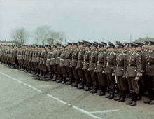 a row of soldiers are lined up in a line