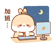 a cartoon rabbit is sitting in front of a computer monitor
