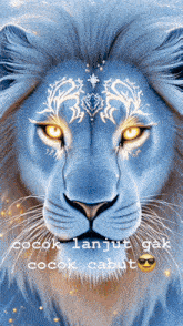 a picture of a lion with the words cocok lanjut gak cocok cabut written below it