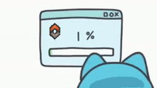 a cartoon cat is looking at a computer screen that says error code ox403 on it .