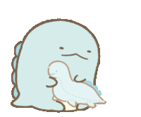 a cartoon drawing of a dinosaur sniffing another dinosaur