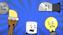 a cartoon drawing of a light bulb a brush and a coin