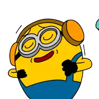 a cartoon minion wearing goggles and headphones