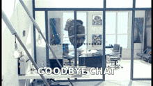a goodbye chat message is displayed on a screen
