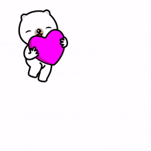 white bear cute heart pink