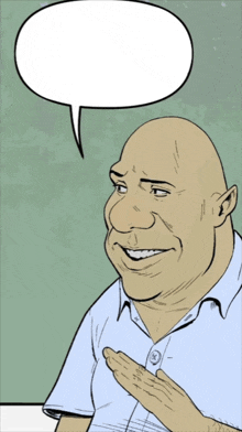a cartoon of a man with a speech bubble