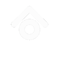 a white icon with a circle in the middle and an arrow pointing up