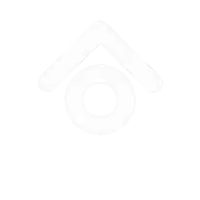 a white icon with a circle in the middle and an arrow pointing up