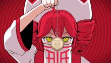 a cartoon of a girl with red hair holding a hypnotic device