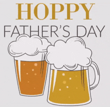 a father 's day greeting card with two mugs of beer