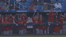 ukathletics.com is displayed on a blue banner behind the dugout