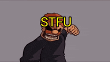 a cartoon of a man and another man with the words stfu on the bottom right