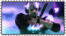 a blurry picture of a man playing a violin in a video game .