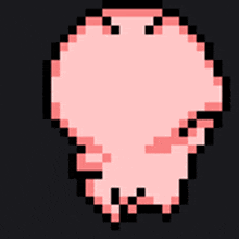 a pixel art drawing of a pink ghost with glasses on